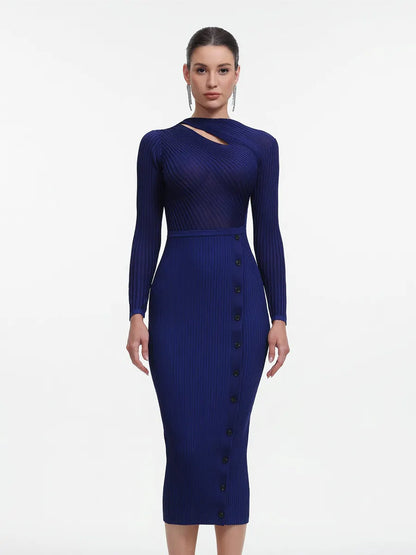 Esperanza Long Sleeve Cutout Knit Maxi Dress