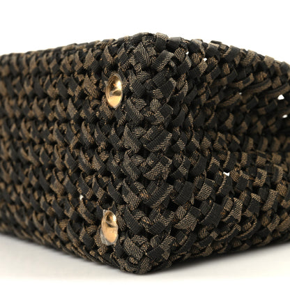 Fabric Jacquard FF 1974 Woven Knotted Medium Peekaboo Iconic Satchel Tobacco Moro