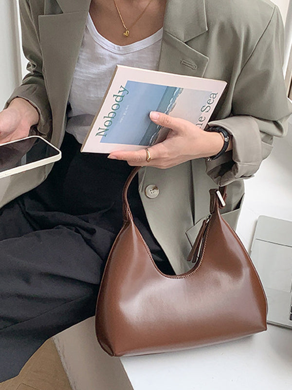 Geometric Split-Joint Zipper Shoulder Bags Handbags