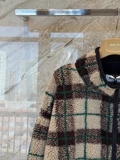 MIUMIU PLAID FLEECE JACKET STYLE 714