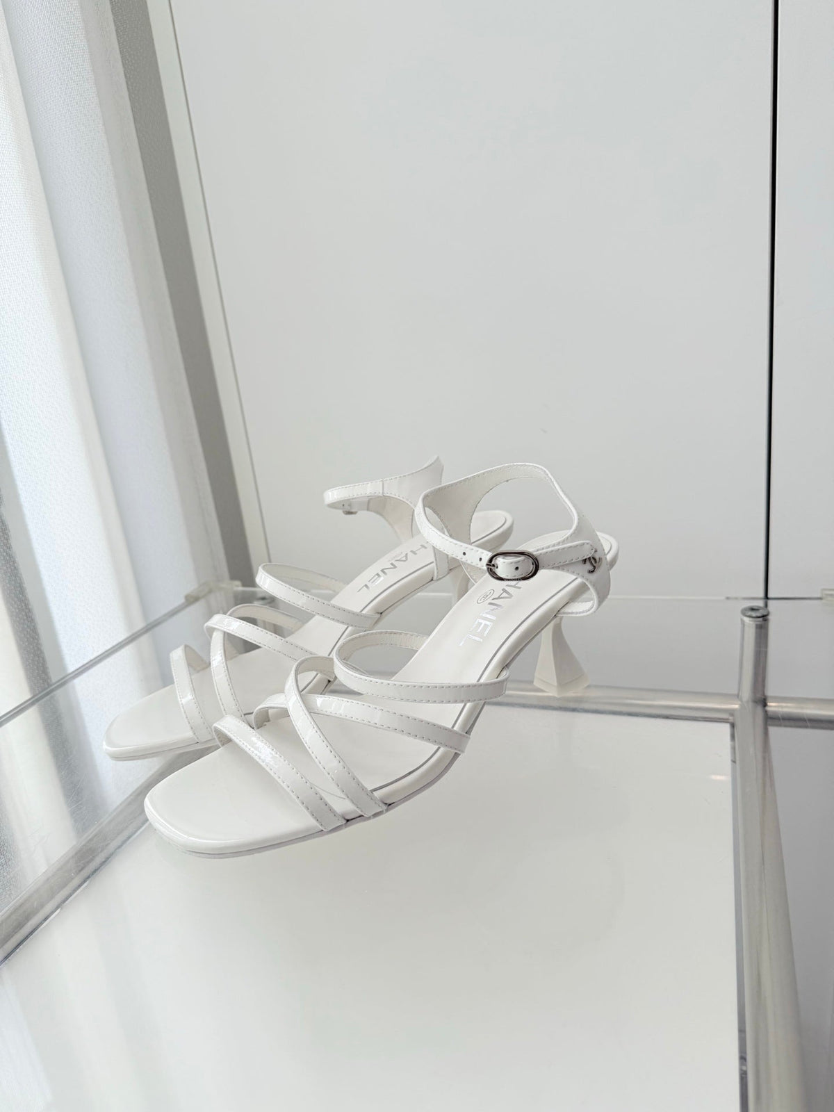 Chanel Cruise 26 Sandal 70mm White Lambskin 597358
