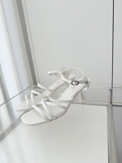 Chanel Cruise 26 Sandal 70mm White Lambskin 597358