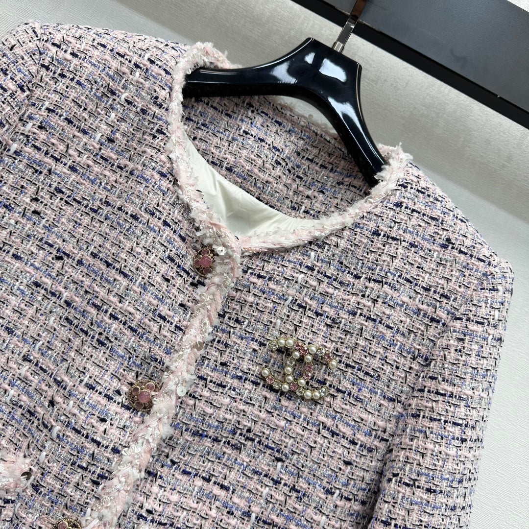 Chanel Classic Jacket Pink Tweed 341921