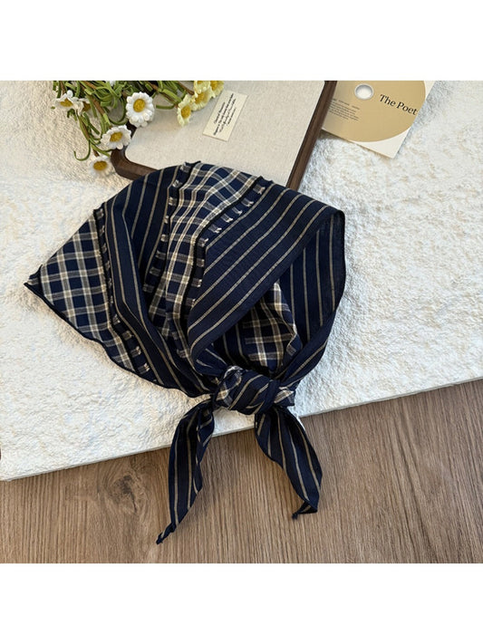 Haila - Striped &amp; Plaid Triangle Head Scarf - Vintage &amp; Classic