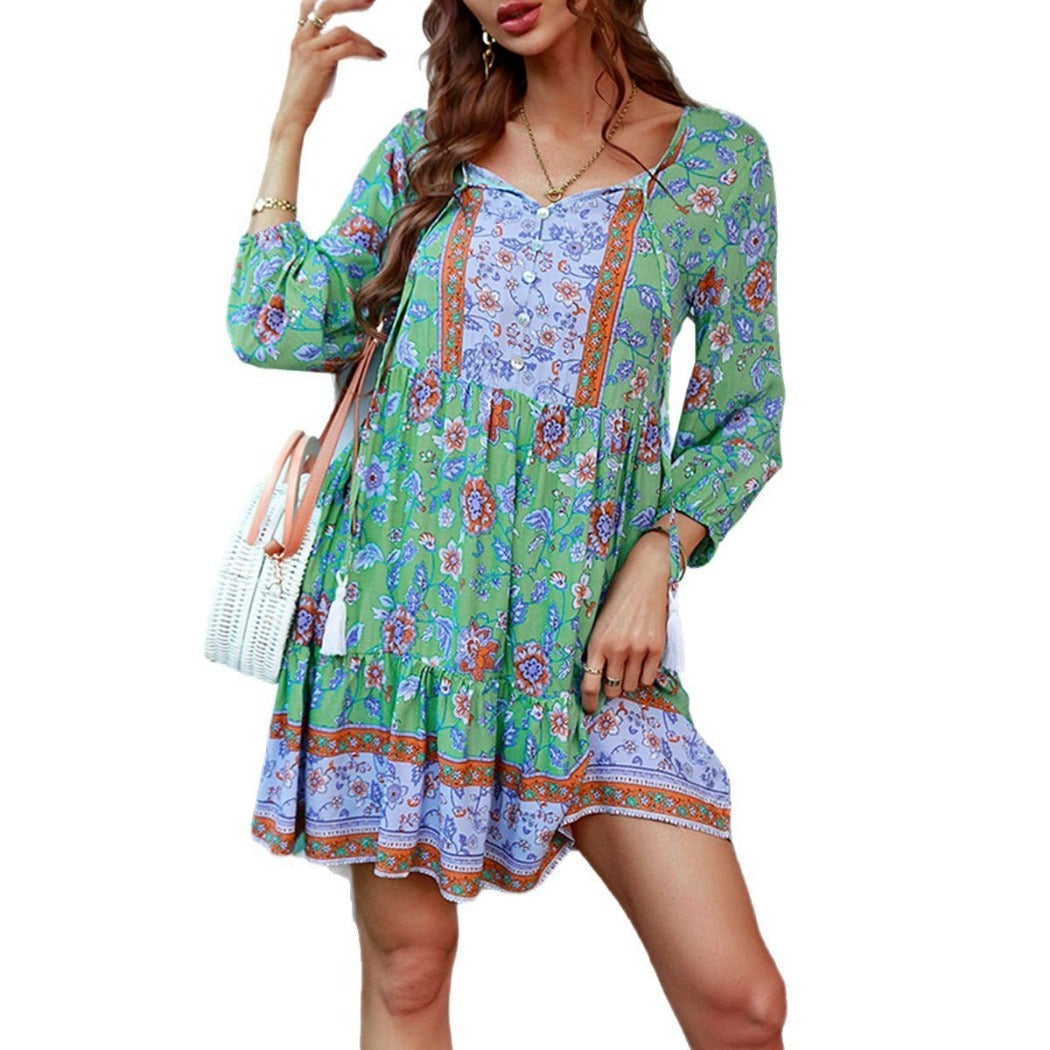 Troposa - Boho V-Neck Dress With Tassels - Chic &amp; Sweet