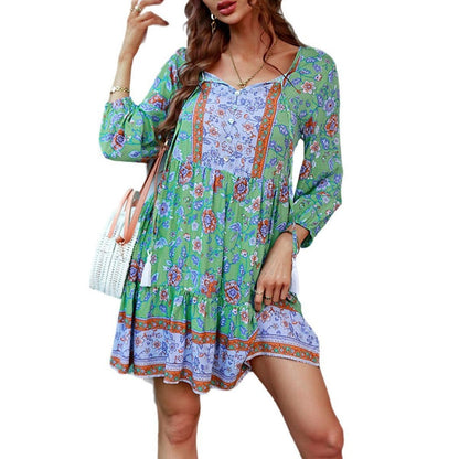 Troposa - Boho V-Neck Dress With Tassels - Chic &amp; Sweet
