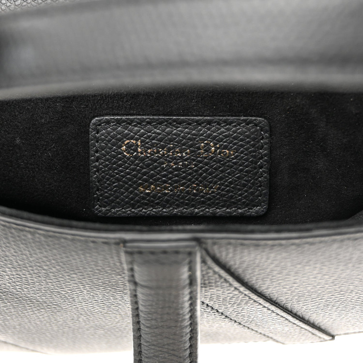 Grained Calfskin Mini Saddle Bag Black