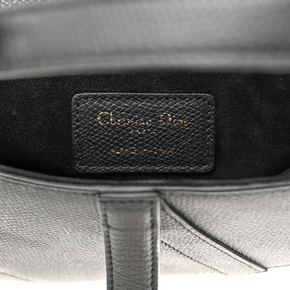 Grained Calfskin Mini Saddle Bag Black