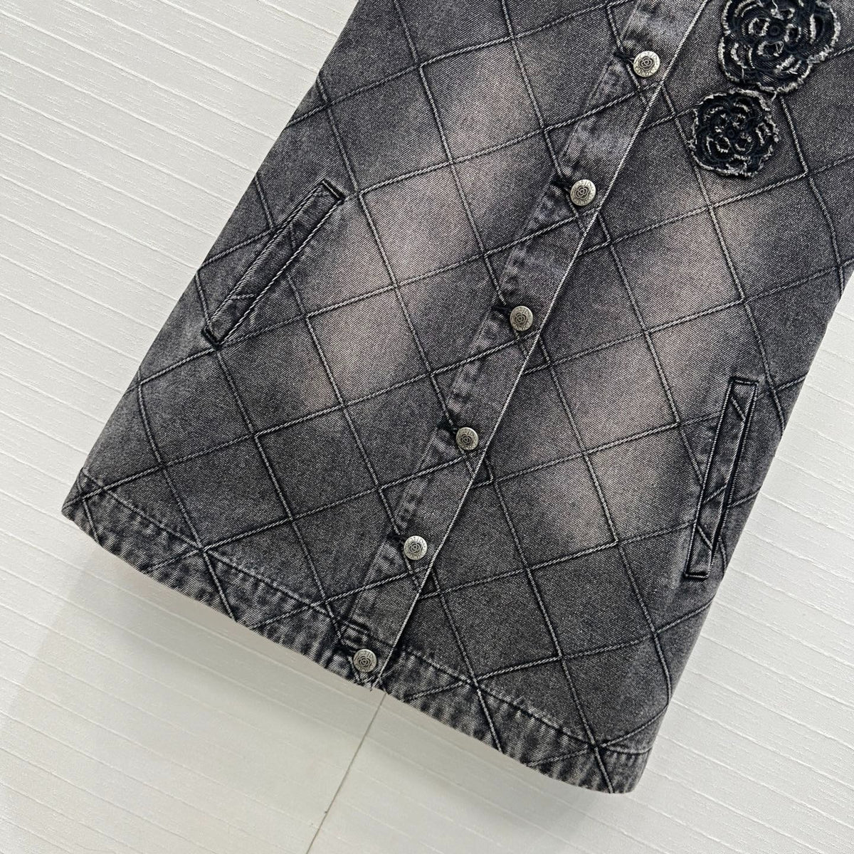CHANEL DENIM VEST DRESS WITH DIAMOND PATTERN 276108
