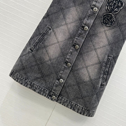 CHANEL DENIM VEST DRESS WITH DIAMOND PATTERN 276108