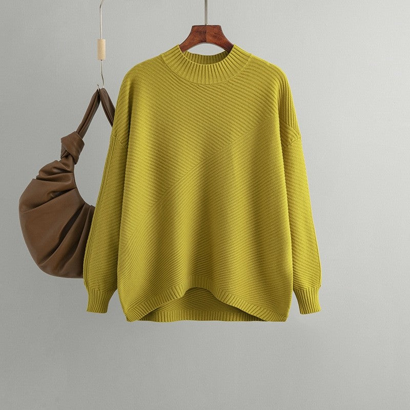 Solid Color Pullover Turtleneck Sweater