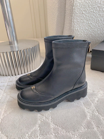 CC New Platform Ankle Boots Black Sheepskin