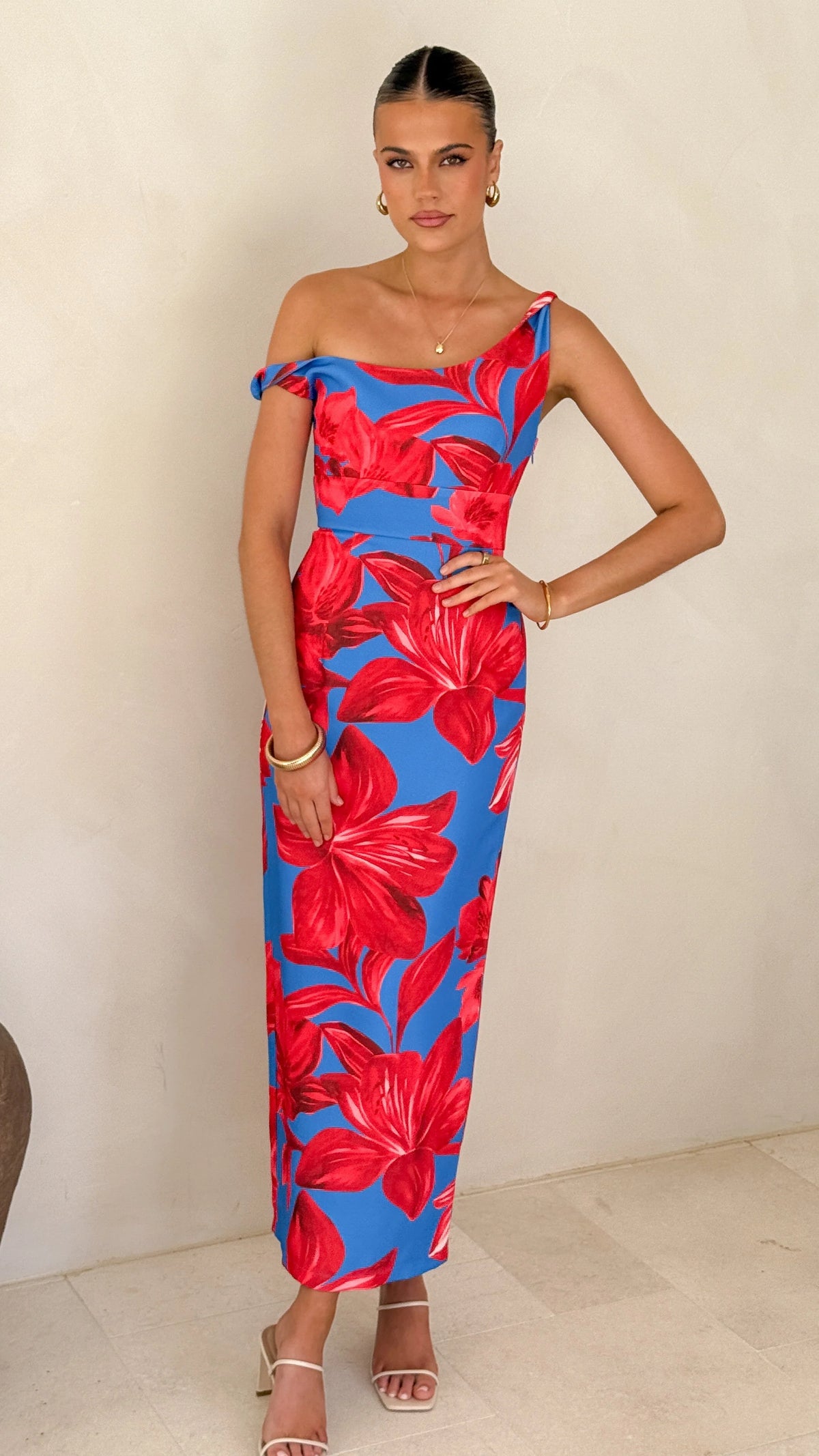 Lorina Maxi Dress - Red/Blue Floral