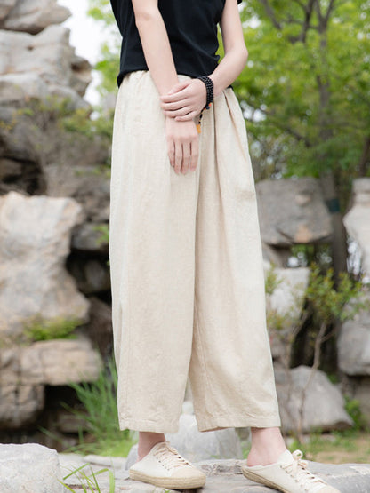 Loose Wide Leg Elasticity Solid Color Casual Pants Bottoms