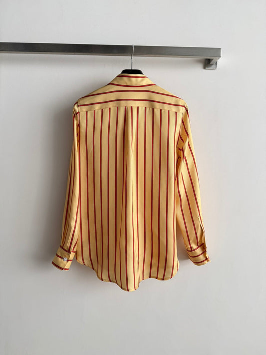 Celine 26SS Striped Shirt Yellow in Silk Fabric 849595