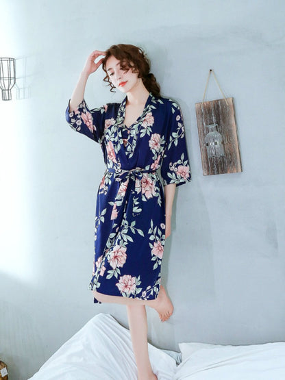 Spring And Summer New Ladies Sexy Hanging Skirt Silk Two-Piece Printed Ice Silk Pajamas Women'S Suit