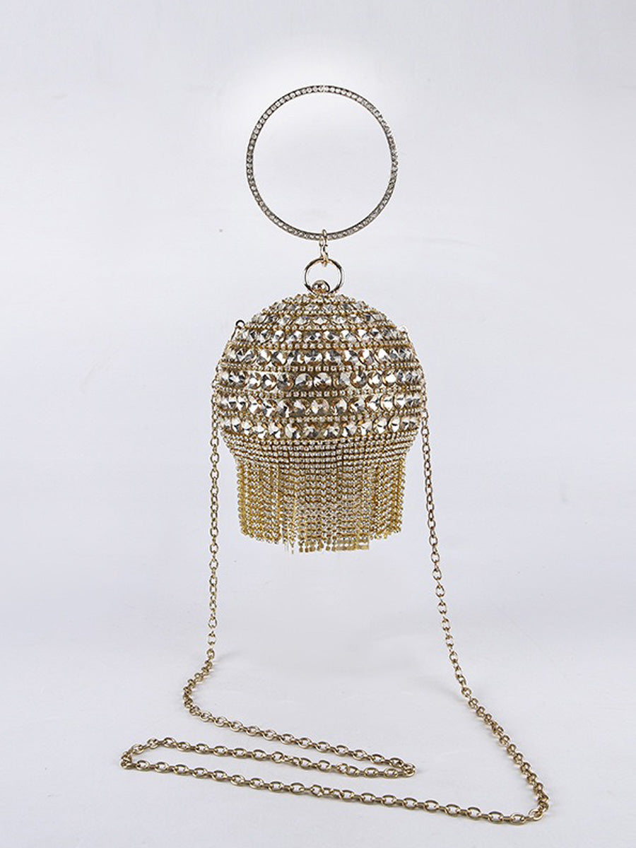 Guinevere Rhinestone Tassel Sphere Bag