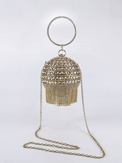 Guinevere Rhinestone Tassel Sphere Bag
