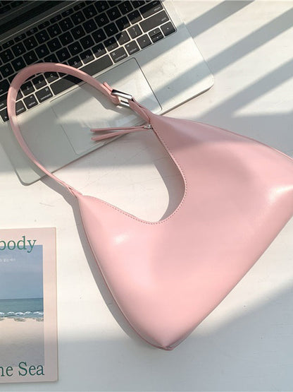 Solid Color Zipper Moon Shoulder Strap Armpit Bags