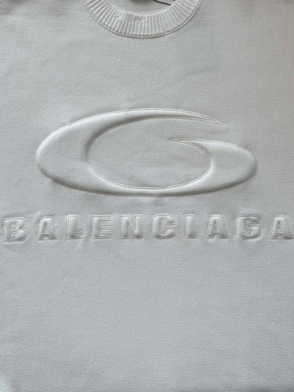 Balenciaga 25 Ripped knit sweater White Wool 0019