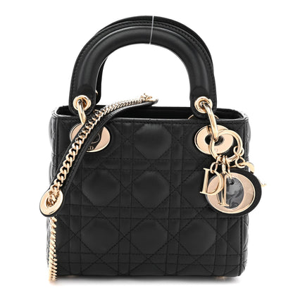 Lambskin Cannage Mini Lady Dior Black