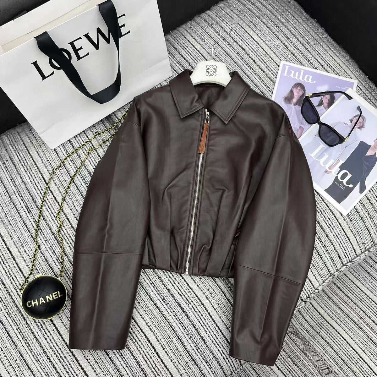 Loewe Draped Jacket Brown Nappa Lambskin 348576