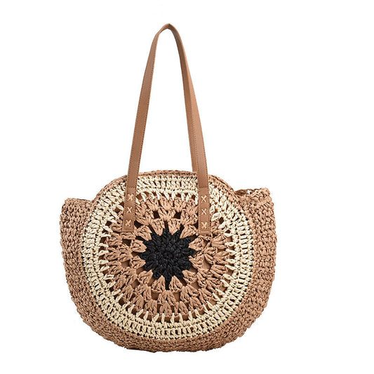 Crochet Market Bag Color Contrast Patchwork Woven Bag