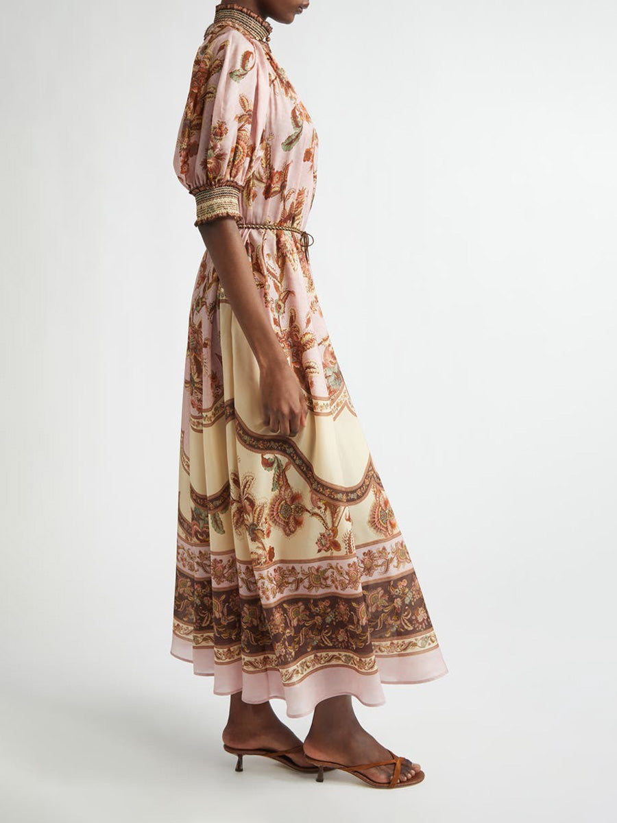 Clara Print Billow Silk Maxi Dress