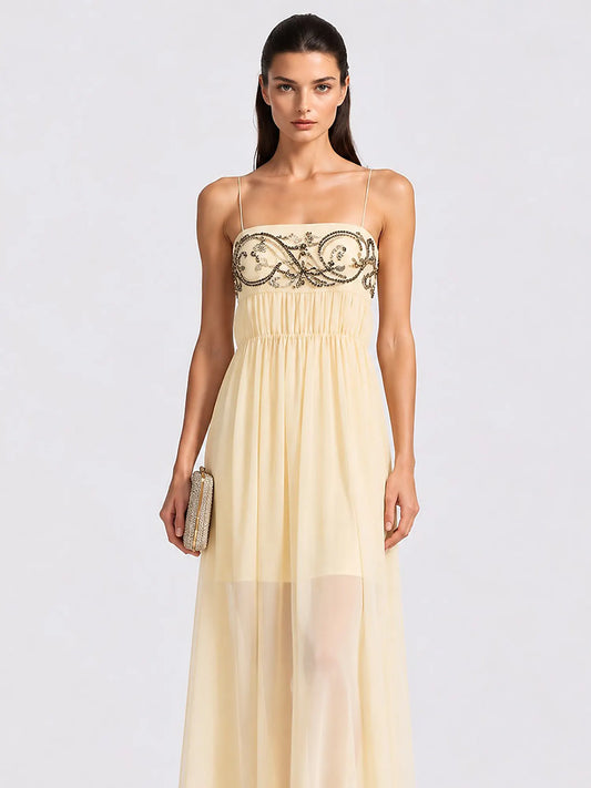 Elodie Sequin and Beaded Chiffon Dress