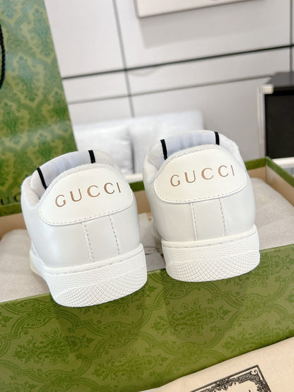 Gucci 2025 Screener Sneaker White Gray Leather Canvas 758539