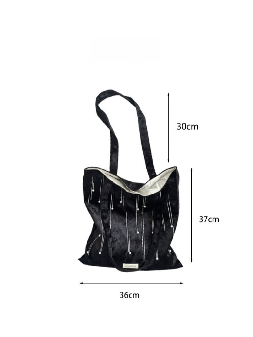 Cosbai - Velvet Beaded Tote Bag with Magnetic Closure