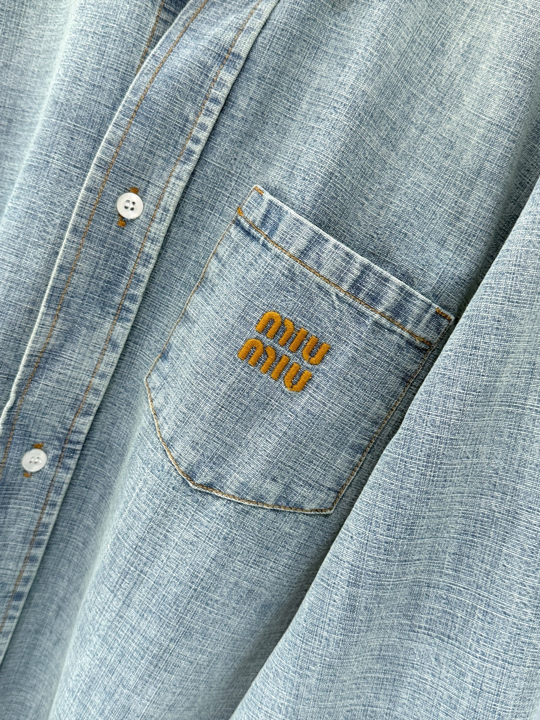 Miumiu 2026 Denim Shirt Light Blue Cotton