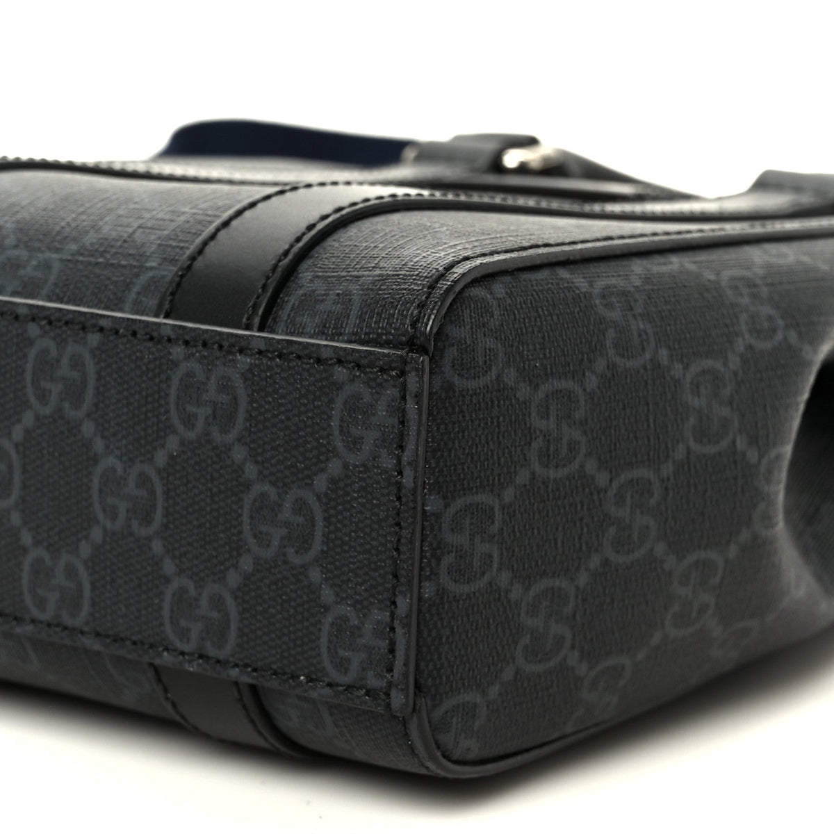 GG Supreme Monogram Appia Calfskin Web Mini Tote Bag Black