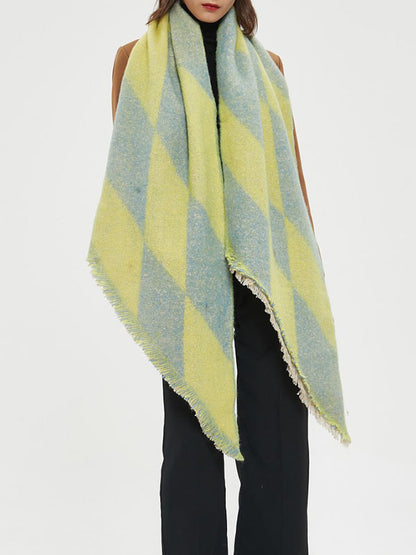 Fringed Keep Warm Plaid Shawl&Scarf