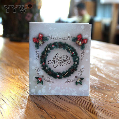 3Pcs/Lot 3D Paper Christmas Cards Navidad Postcards Folding Merry Christmas Card Decoration Natal New Year Gifts Noel Ornaments Xmas