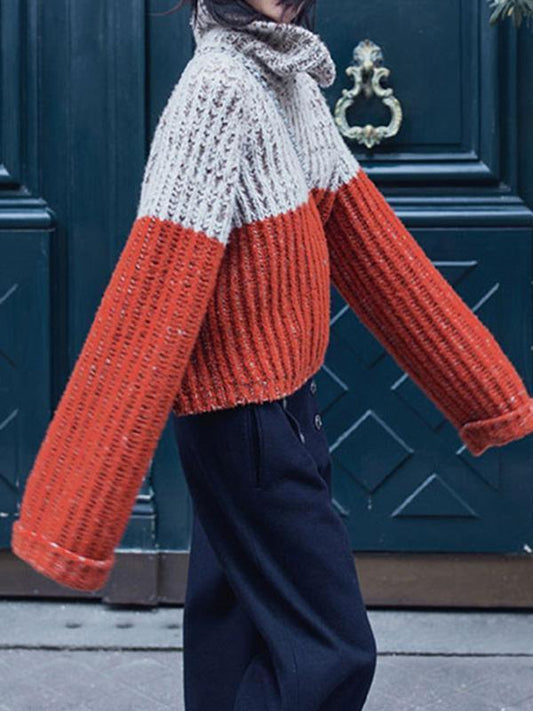 Casual Split-Joint High Neck Sweater