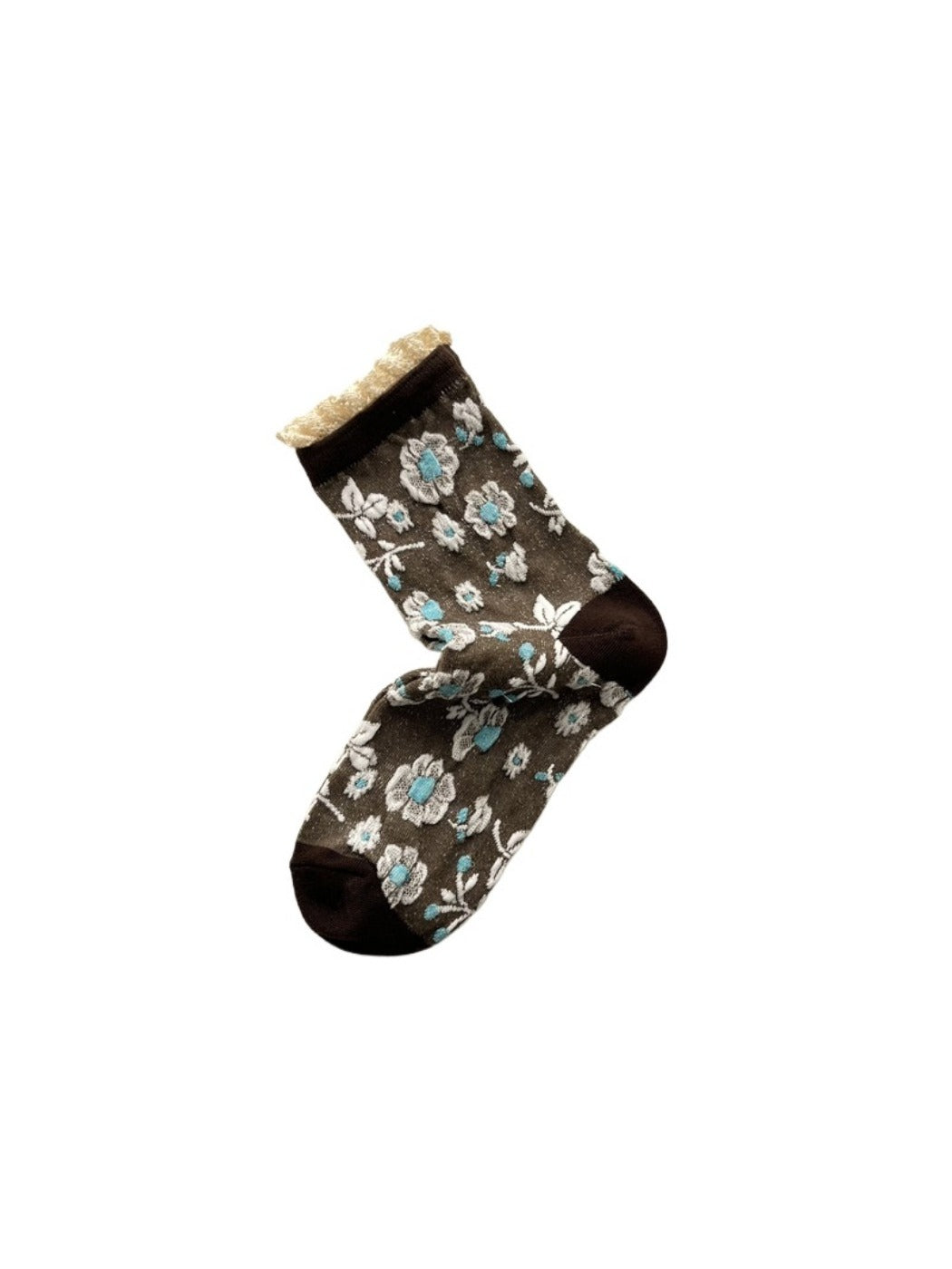 Rufia - Vintage Flower Mid-Calf Socks - Elegant &amp; Chic