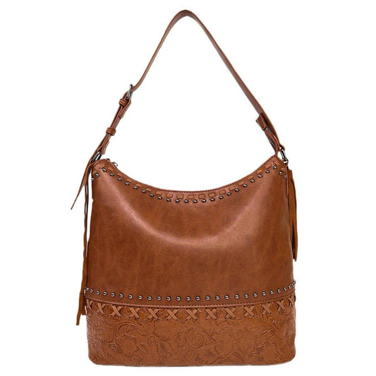Cosbai - Vintage Floral Beaded Handbag with Tassels &amp; Zipper