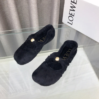 Loewe 2026 Ballet Flat Black in Wool 597434