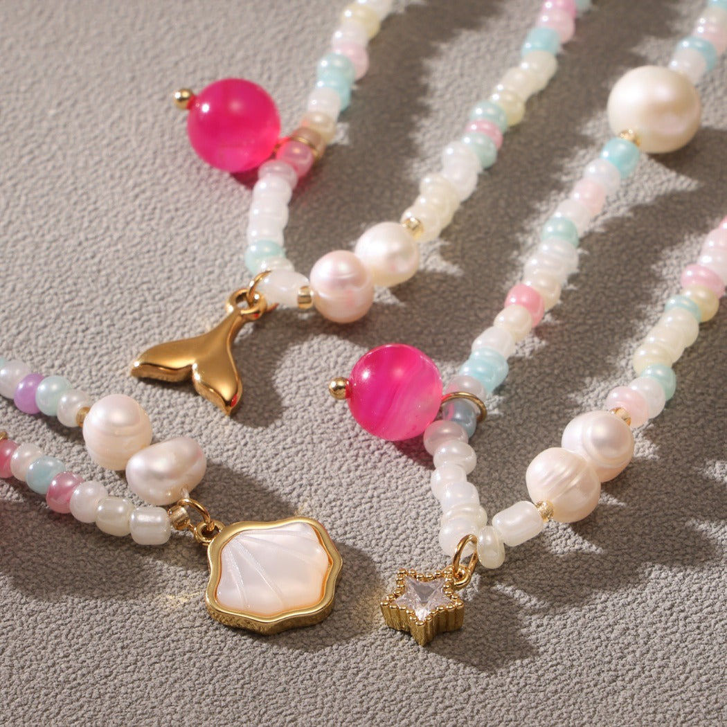 Bauai - Colorful Flat Bead Pendant Necklace - Elegant &amp; Charming