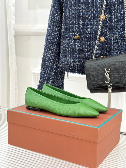 LP Primula Ballet Flat Green Leather 570696