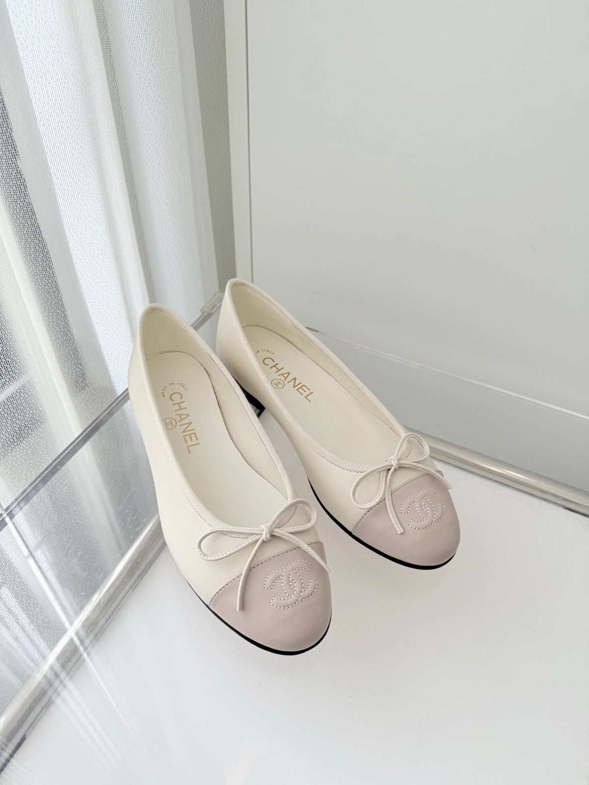 ballet flats white mix pink lambskin 566820