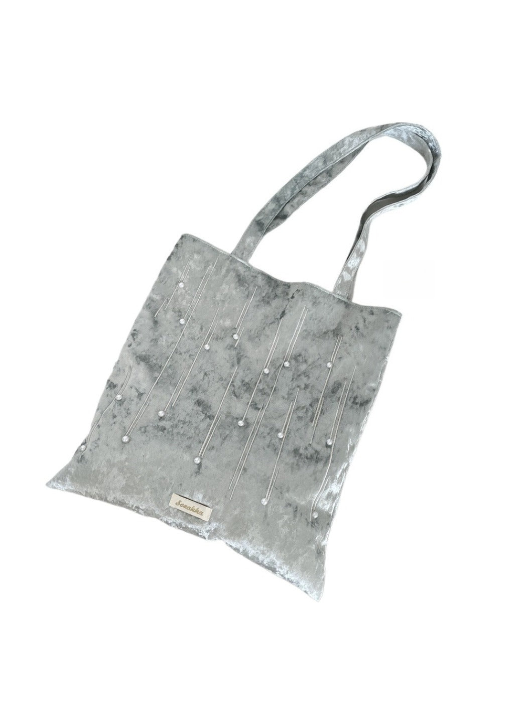 Cosbai - Velvet Beaded Tote Bag with Magnetic Closure