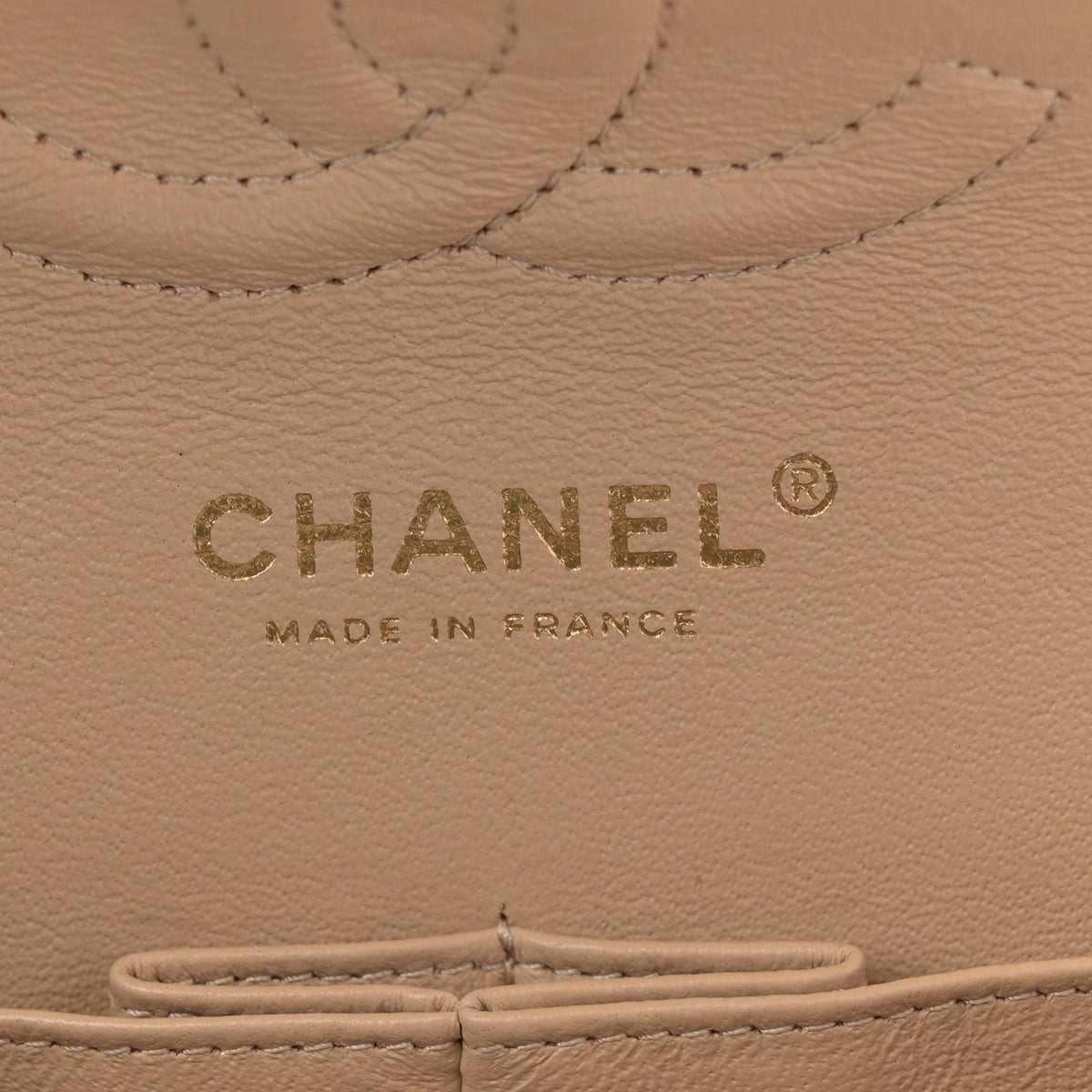 Caviar Quilted Medium Double Flap Beige