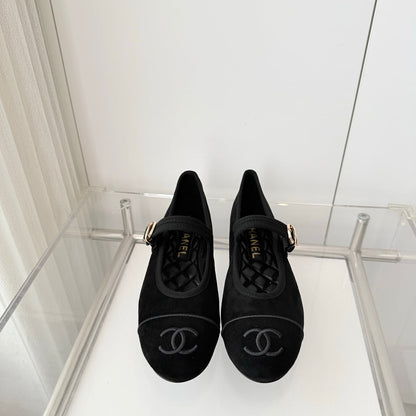 Chanel 26 Mary Jane Shoe Black in Suede 597380