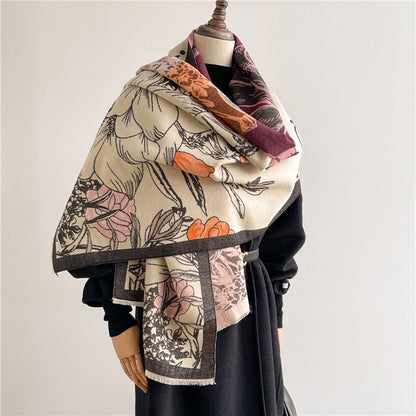 Jacquard Fringed Cashmere-Like Scarf