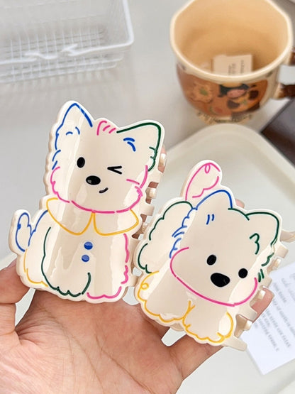 Clio - White Westie Dog-Shaped Hair Clips