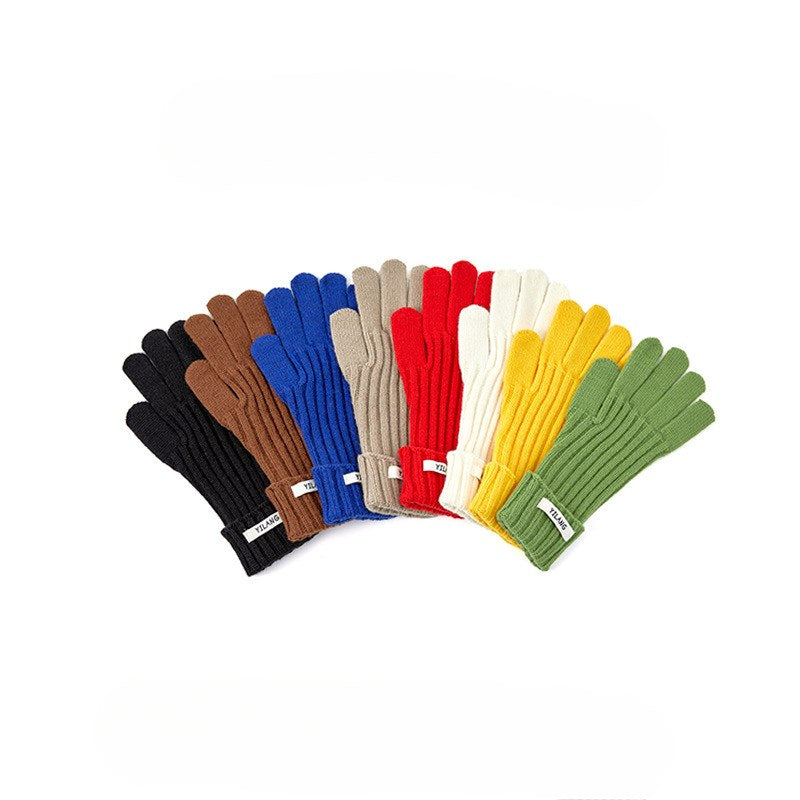 Simple Solid Color Knit Touchable Gloves