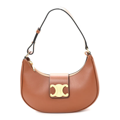 Smooth Calfskin Medium Strap Ava Triomphe Shoulder Bag Tan