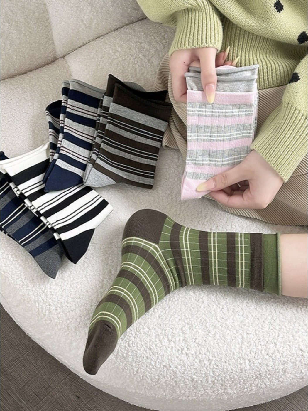 Rufia - Stripe Color-Block Mid-Calf Capsule Socks